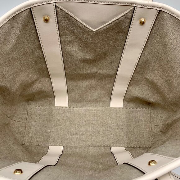 Michael Kors Eva Large Woven Straw and Cream Leather Trim Tote Bag with Leather - Picture 10 of 11